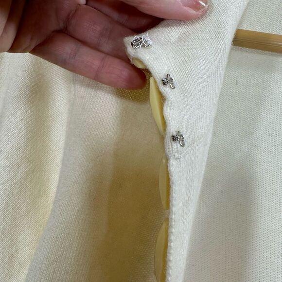 TRINA TURK Women’s Embellished Jewel Trim Cashmere Blend Cardigan Cream Medium - Picture 9 of 12